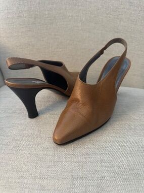 Christian Dior Boutique Brown Leather Slingback Heels Pointed Toe Size 36